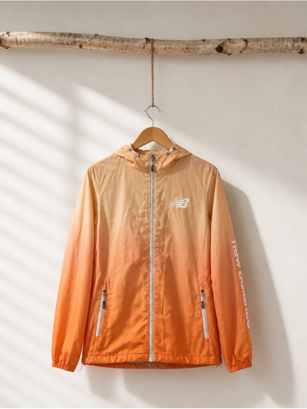 New Balance Lightweight Gradient Orange Hooded Windbreaker